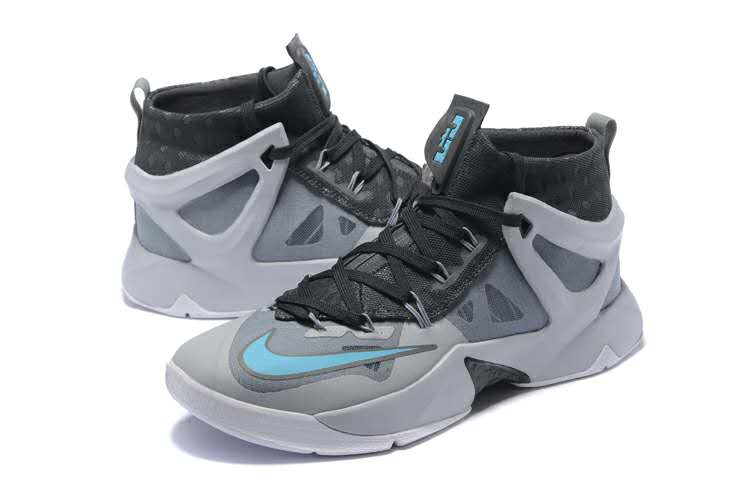 Men Nike Lebron James Ambassador VIII Grey Black Jade Shoes - Click Image to Close